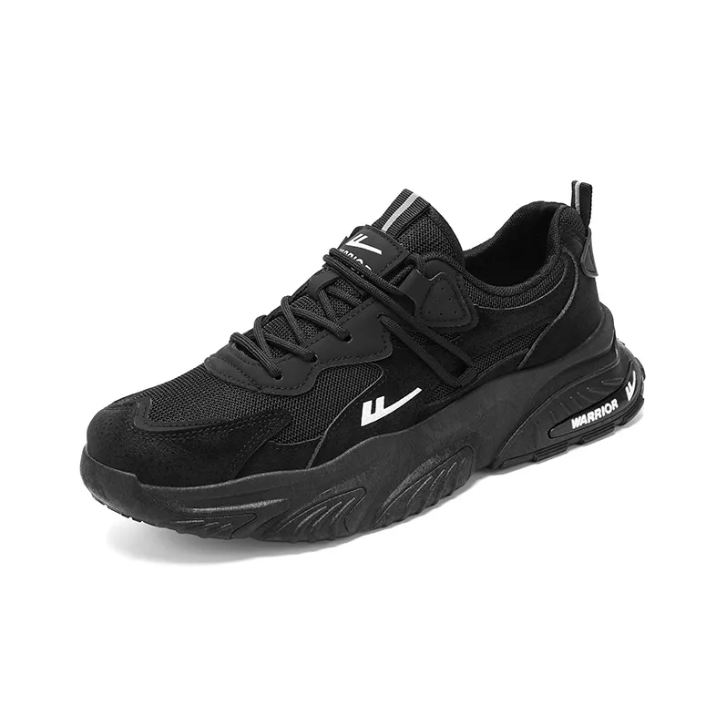 Warrior Abrasion Resistant Height Increasing Low Top Chunky Sneakers Men's Black-1