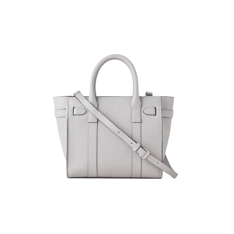 Mulberry Bayswater Cow Leather Shoulder Bag Crossbody Bag Handbag Small Size Women's Light Gray-2