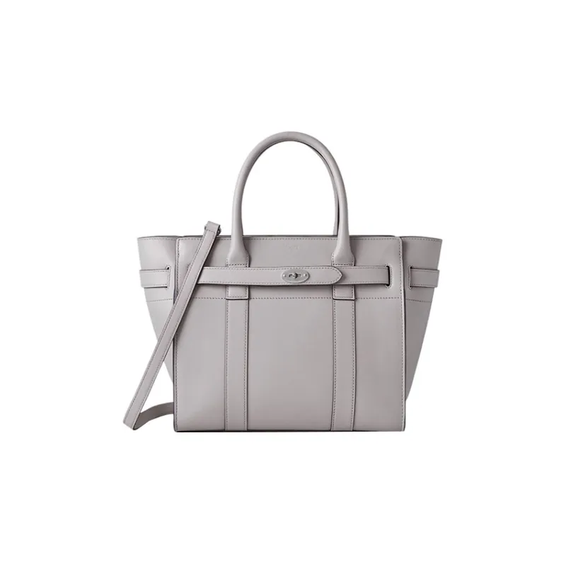 Mulberry Bayswater Cow Leather Shoulder Bag Crossbody Bag Handbag Small Size Women's Light Gray-0