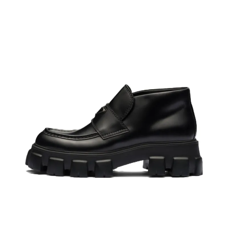 PRADA Monolith Leather Flatform Loafers-0