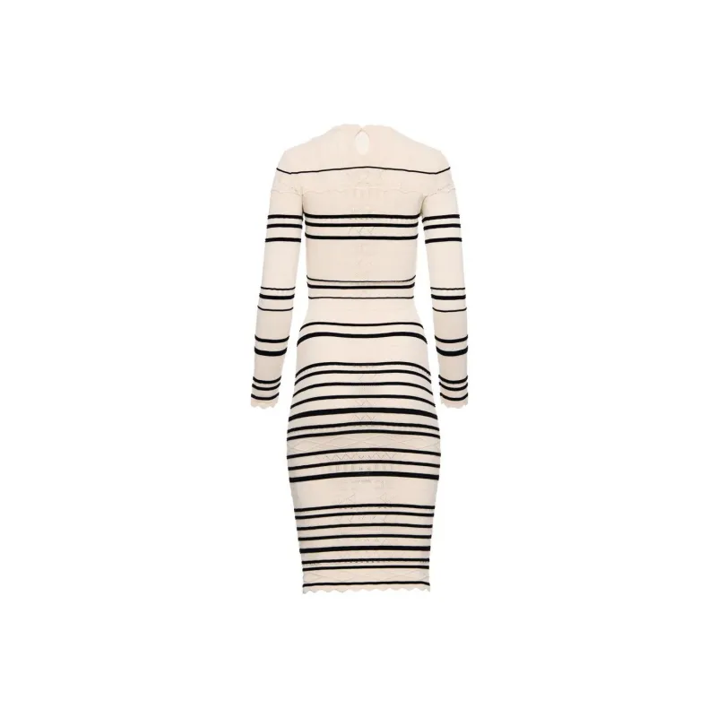 Elisabetta Franchi Long Sleeved Dress Women's Beige-1
