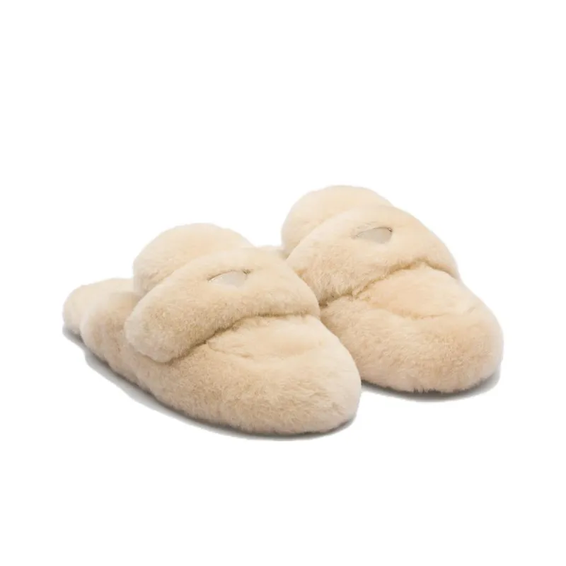 PRADA Triangle-logo Shearling Mules-1
