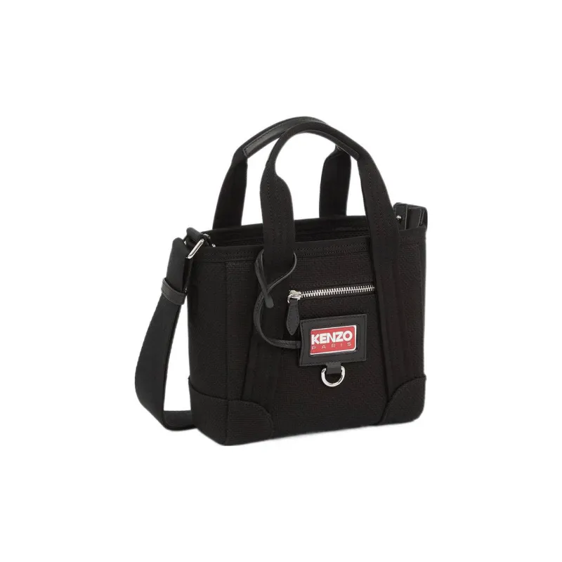 KENZO 100% Cotton Tote Bag Shopping Bag Shoulder Bag Crossbody Bag Handbag Mini Women's Black-1