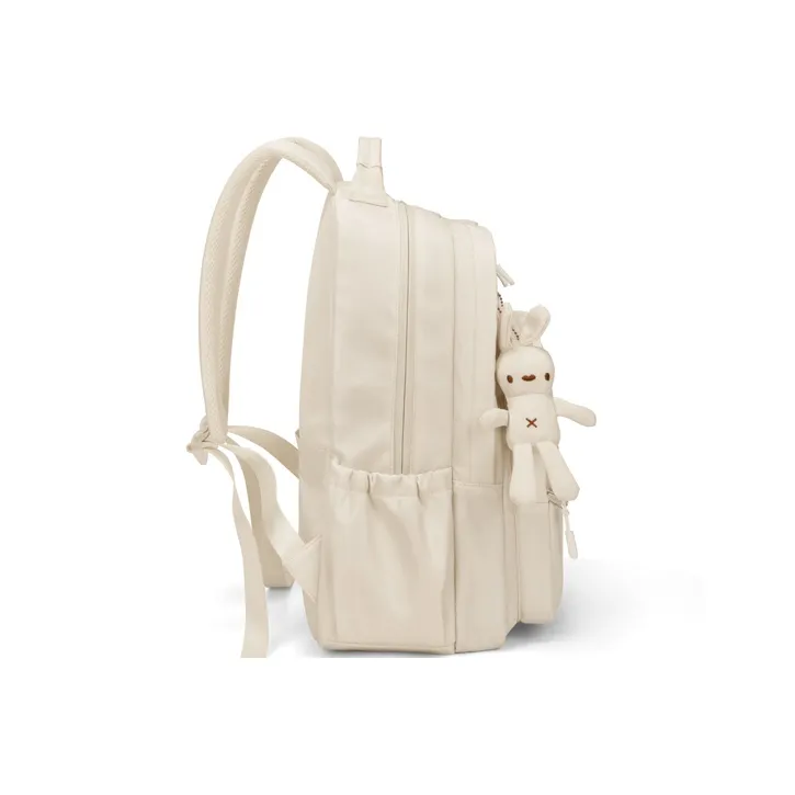 Simvay Clos Fabric With Synthetic Leather Backpack Large Size Women's Coconut Cloud Milkshake-3