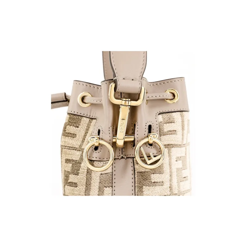 FENDI Mon Tresor Calfskin Trim Bucket Bags Shoulder Bag Crossbody Bag Handbag Mini Women's Light Brown-6