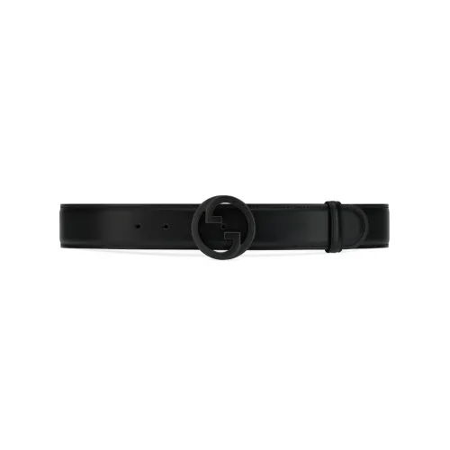 GUCCI Blondie Leather Leather Belts Women's Black Width  4CM
