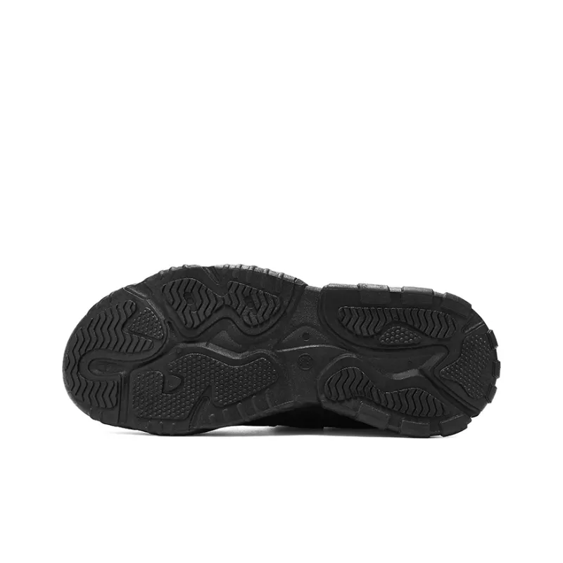 Warrior Abrasion Resistant Height Increasing Low Top Chunky Sneakers Men's Black-4