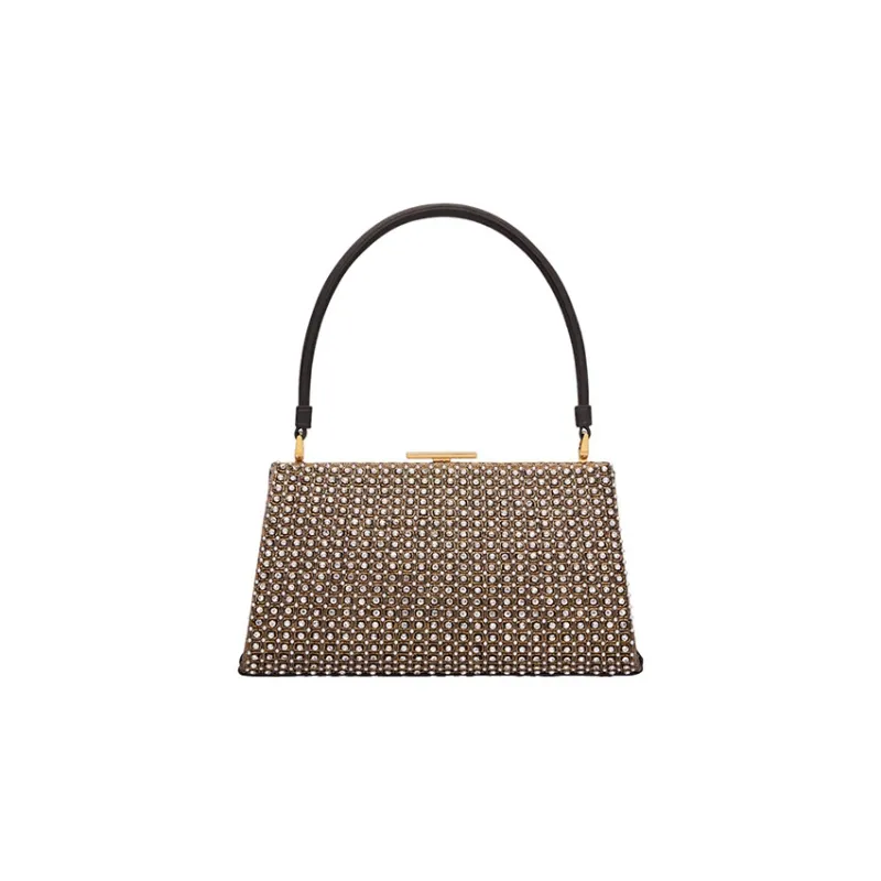 DIOR Rhinestone And Pearl Mix Shoulder Bag Crossbody Bag Handbag Women's Gold-2