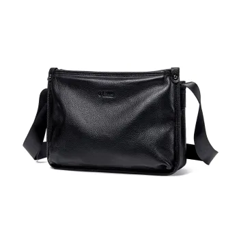 BJIAX Cow Leather Crossbody Bag One Shoulder Crossbody Bag Men's Black/Coffee
