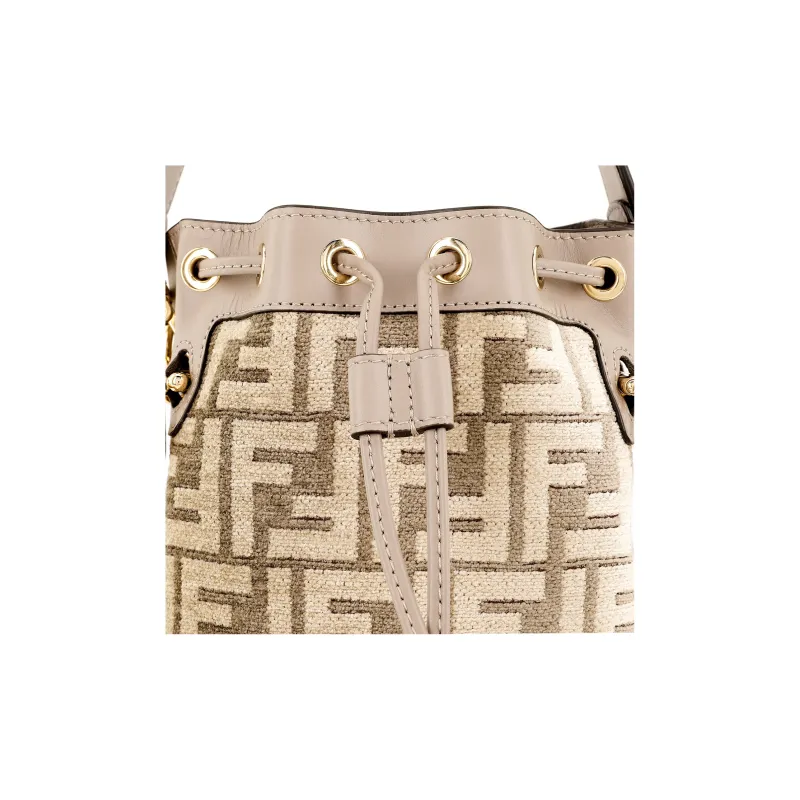 FENDI Mon Tresor Calfskin Trim Bucket Bags Shoulder Bag Crossbody Bag Handbag Mini Women's Light Brown-7