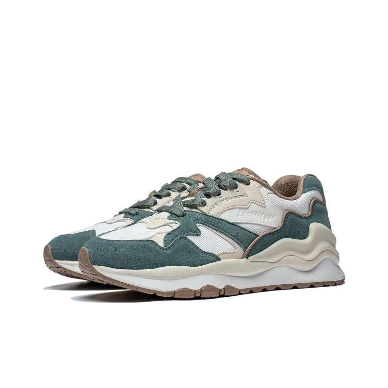 LiNing 001 Mountain Sea Slip Resistant Low Top Running Shoes Men's White Green-2