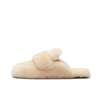 PRADA Triangle logo Shearling Mules