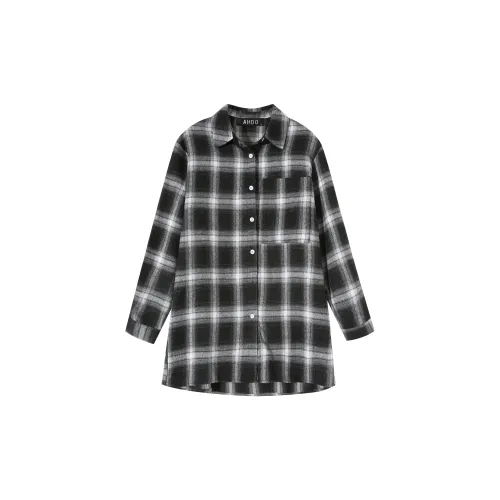 AHDO Shirts Women's Plaid Black/White Blue