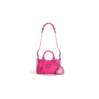 Balenciaga Neo Cagole Lambskin One Shoulder Handbags Small Size Women's Bright Pink