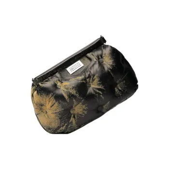 Maison Margiela Glam Slam Full Grain Nappa Leather One Shoulder Crossbody Clutch Medium Size Women's Black