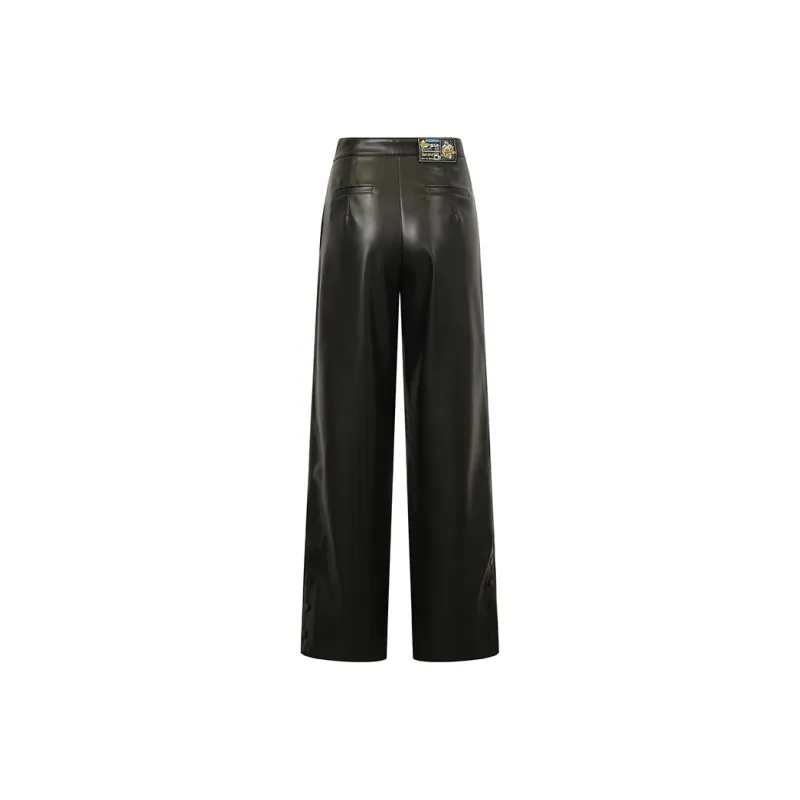 Valeria Obbaco Creative Leather Pants Women's Black-1