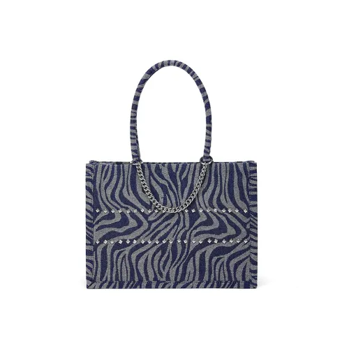 FAIRWHALE Cow Leather Tote Bag Shopping Bag Shoulder Bags Large Size Women's Blue
