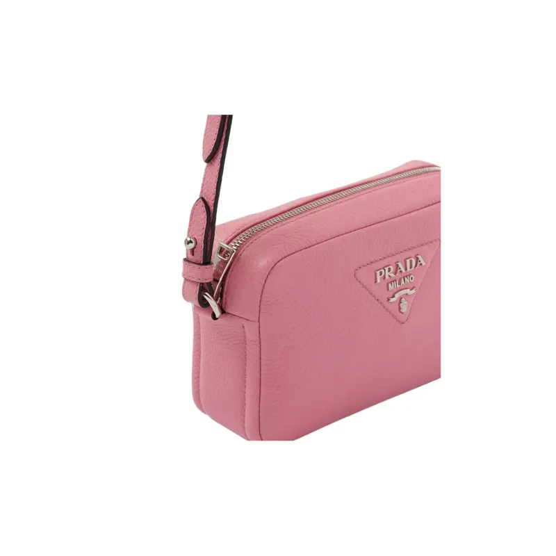 PRADA Leather Crossbody Bag Shoulder Bag Women's Pink-4