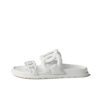 HERMES Extra Rubber Sole Quiet Slide Slippers Women's White