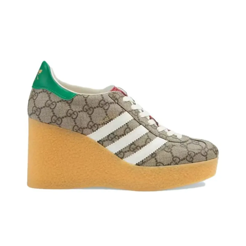 GUCCI Adidas X GUCCI Women's Wedge Gazelle 'Beige Gg Monogram' Women's-1