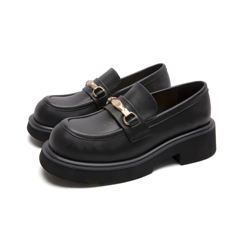 Anthony Miles Cow Leather Loafers 5.2cm Women's Black-1