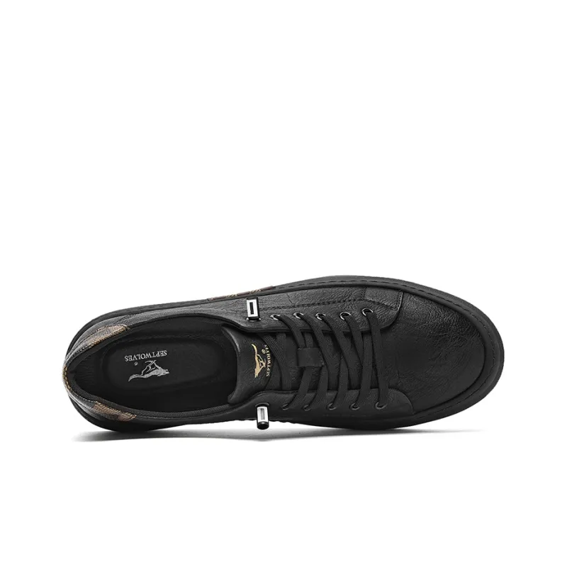 SEPTWOLVES Slip Resistant Height Increasing Low Top Skateboard Shoes Men's-4