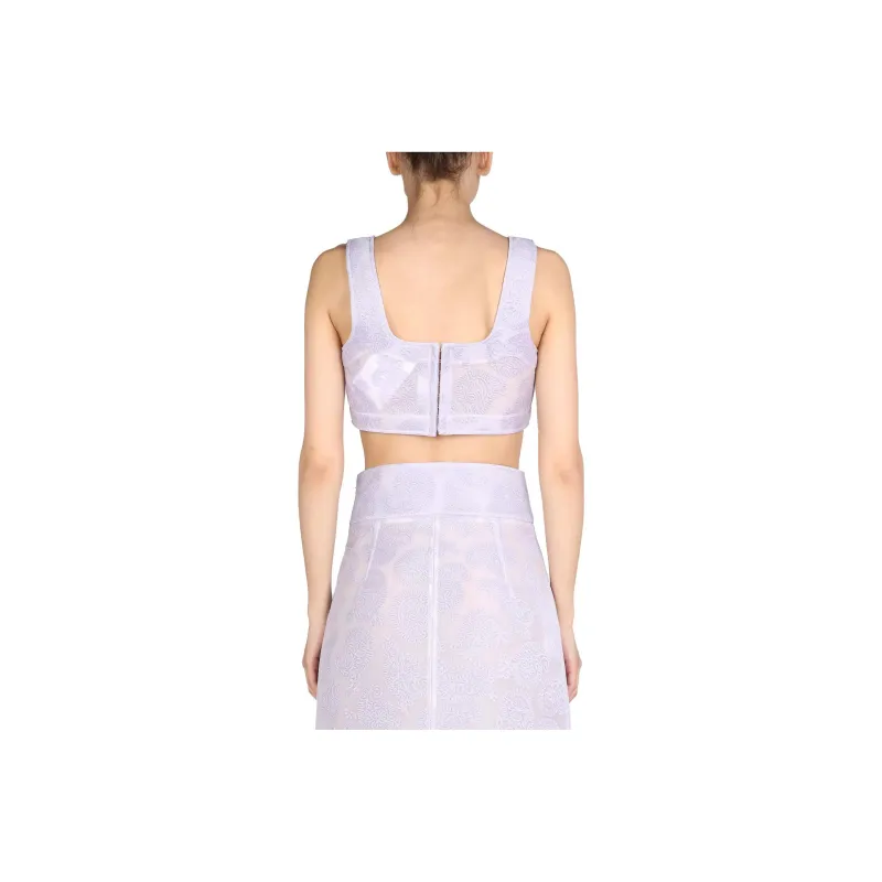 JIL SANDER Paisley Print Sleeveless Cropped Top-1