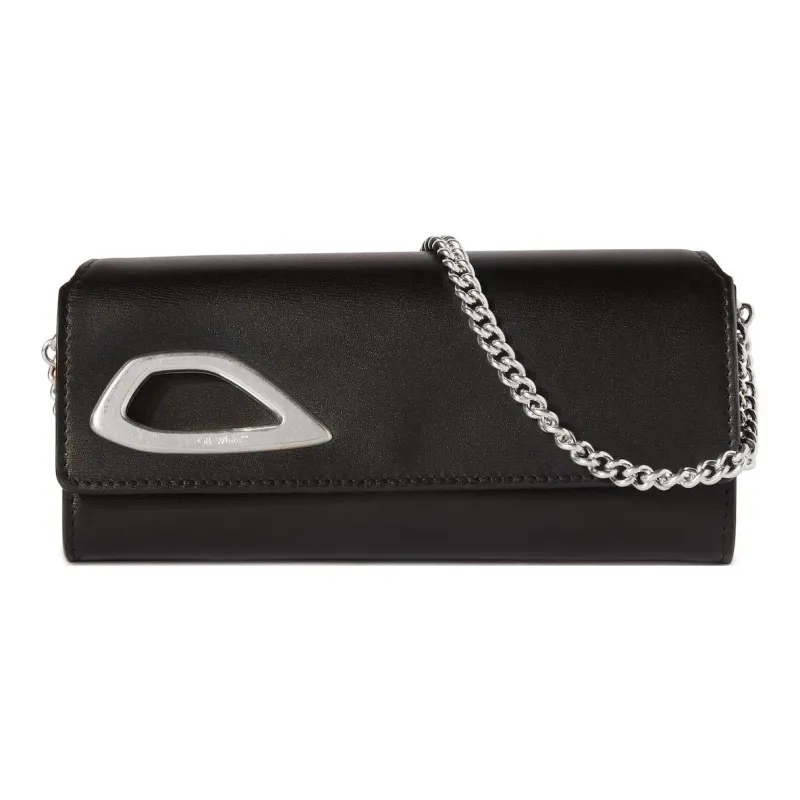 OFF-WHITE Calfskin Shoulder Bag Crossbody Bag Wallet Women's Black-0