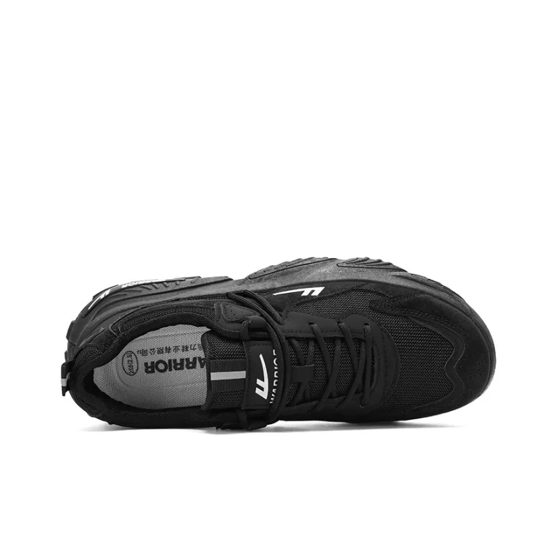 Warrior Abrasion Resistant Height Increasing Low Top Chunky Sneakers Men's Black-3