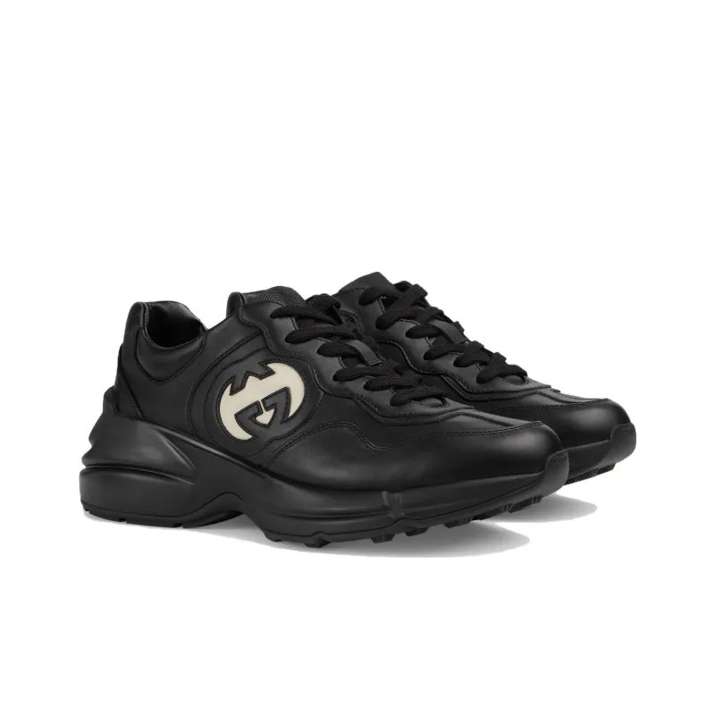 GUCCI Women's Rhyton Sneaker 'Black Ivory' Women's-1