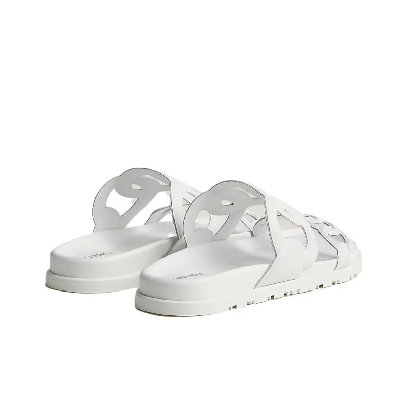 HERMES Extra Rubber Sole Quiet Slide Slippers Women's White-3