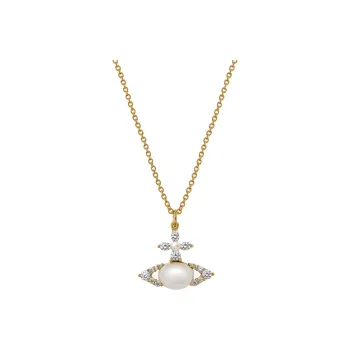 Vivienne Westwood Resin, Coated Pearl, Brass Necklaces Women's Gold