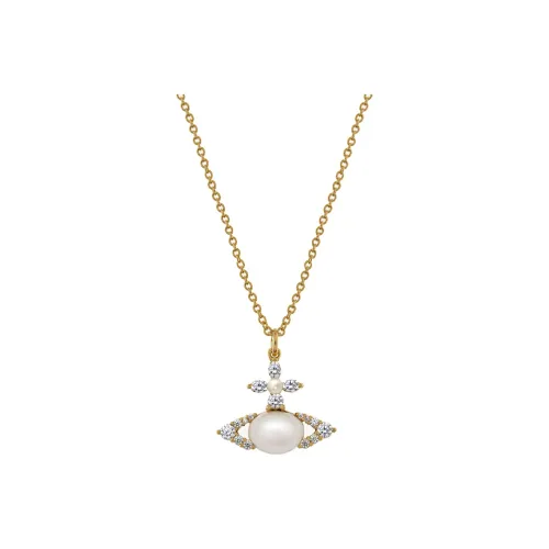 Vivienne Westwood Resin, Coated Pearl, Brass Necklaces Women's Gold