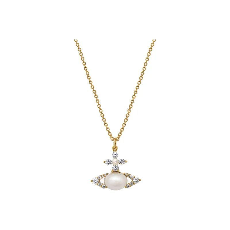 Vivienne Westwood Resin, Coated Pearl, Brass Necklaces Women's Gold-0