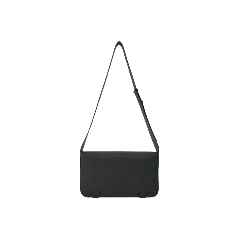 FERRAGAMO GANCINI Hammered Calfskin Messenger Bag, Handbag, Shoulder Bag, Crossbody Bag Regular Women's Black-2