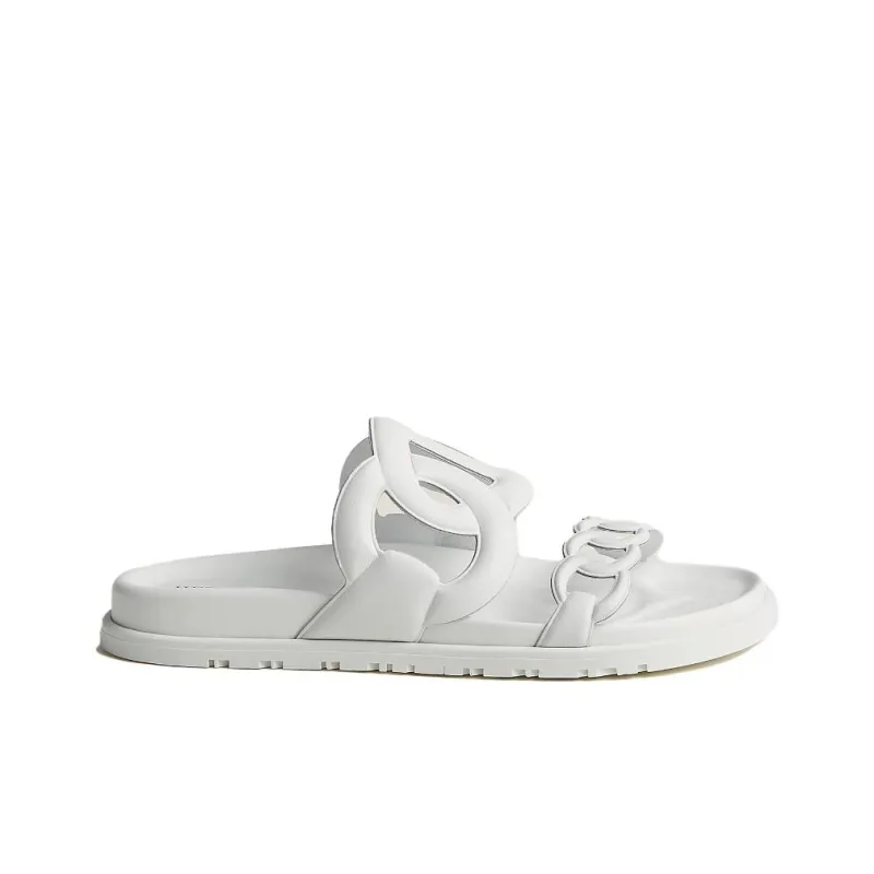 HERMES Extra Rubber Sole Quiet Slide Slippers Women's White-1
