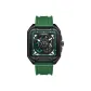 Black Case Green Dial Green Rubber Strap