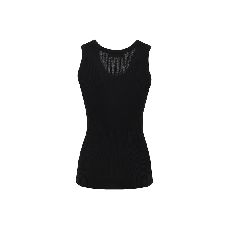 JIL SANDER Logo embroidered Ribbed Top-1