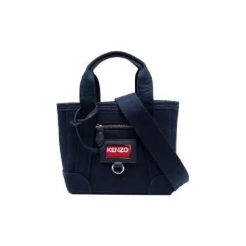 KENZO 100% Cotton Tote Bag, Shopping Bag, Shoulder Bag, Crossbody Bag, Handbag Mini Women's Marine Blue