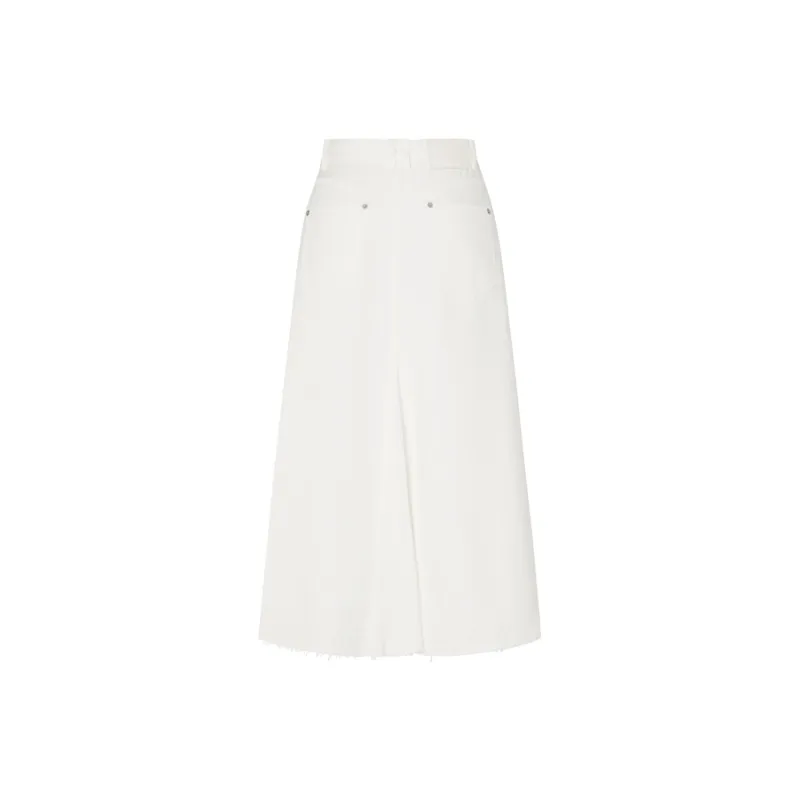 MO&CO Casual Long Skirts Women's Denim White-1