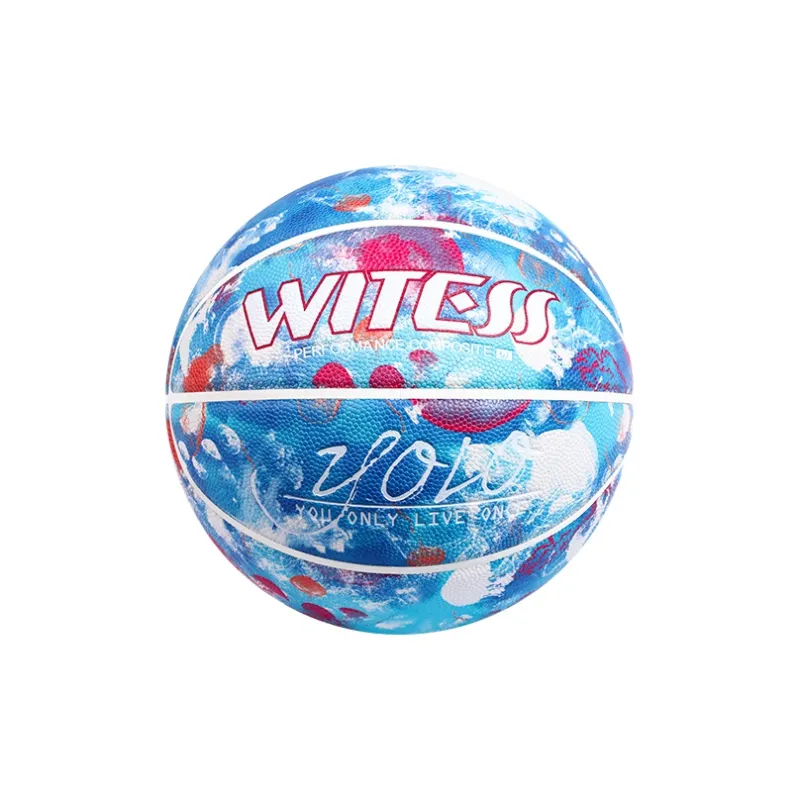 WITESS Size 7 Ball Indoor, Outdoor, And All Street Glow In The Dark Basketball PU Ocean Blue-1