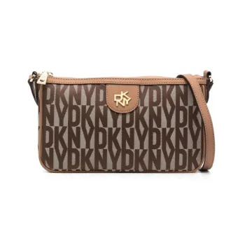 DKNY Calfskin With Polyester Blend Crossbody Bag Shoulder Bag Women's Brown