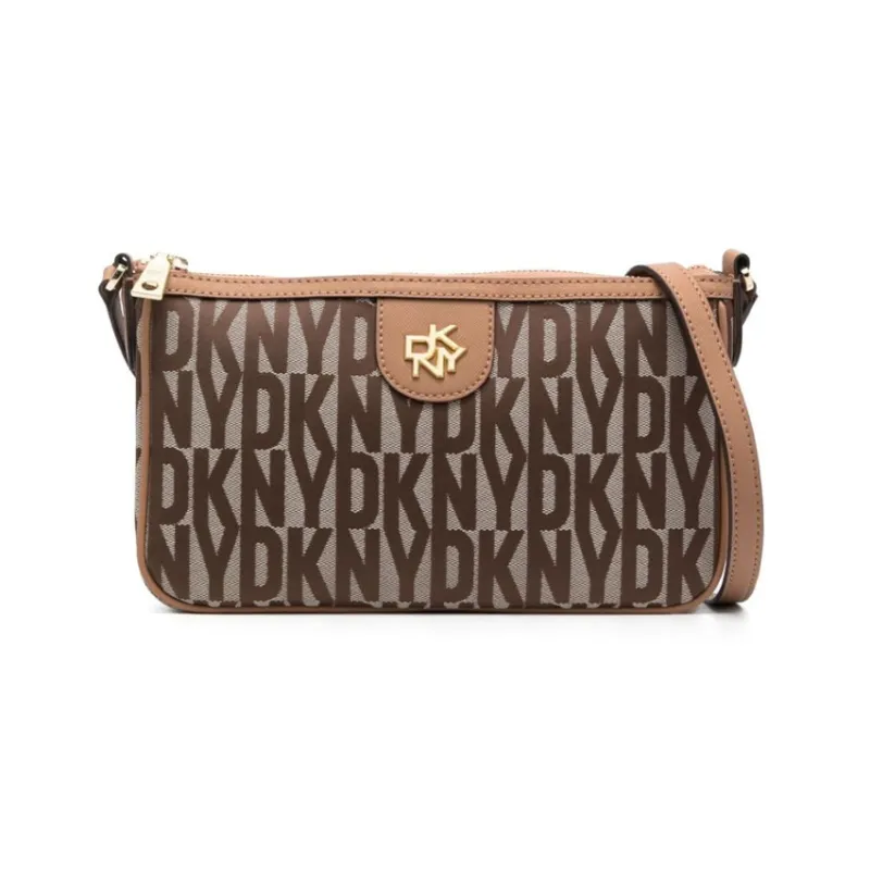 DKNY Calfskin With Polyester Blend Crossbody Bag Shoulder Bag Women's Brown-0