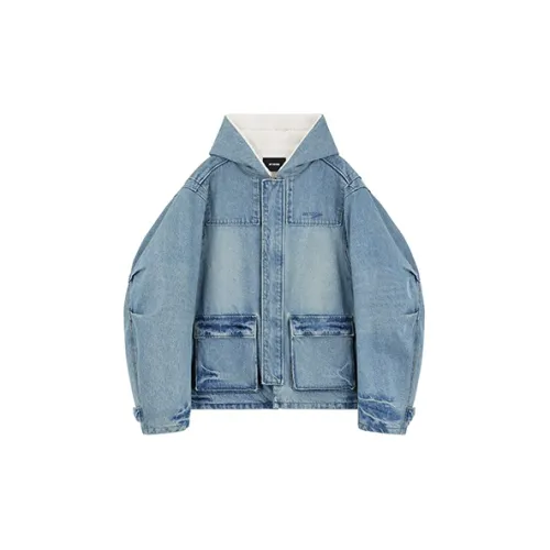 WE11DONE Denim Jackets Unisex Sky Blue