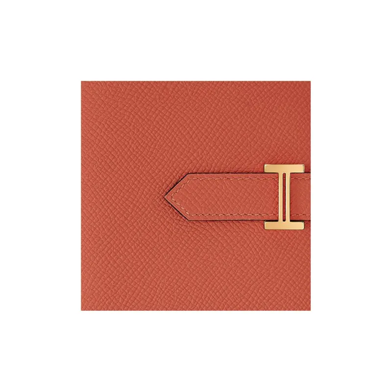 HERMES Bearn Epsom Calfskin Wallet Unisex R1 Terre Battue Red Clay-2