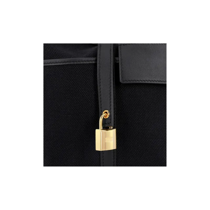 HERMES Picotin Lock Canvas With Swift Calfskin Basket Bag Handbag Bucket Bag Women's Noir Black-6