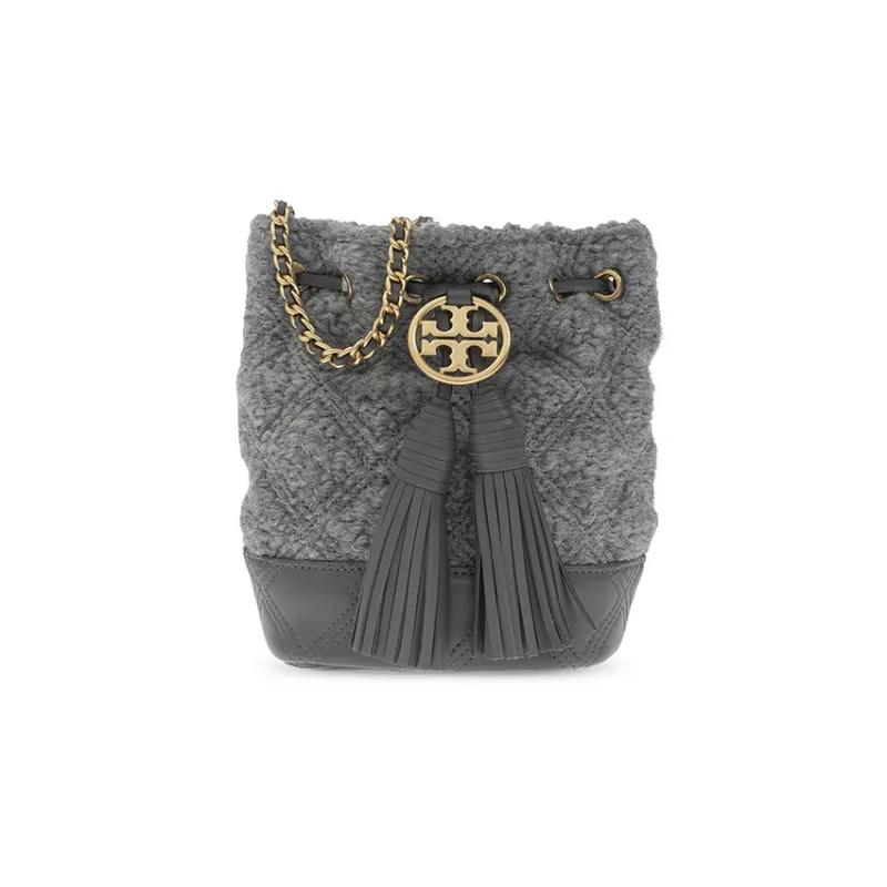 TORY BURCH Fleming Sheepskin Crossbody Bag, Shoulder Bag Women's Gray-0