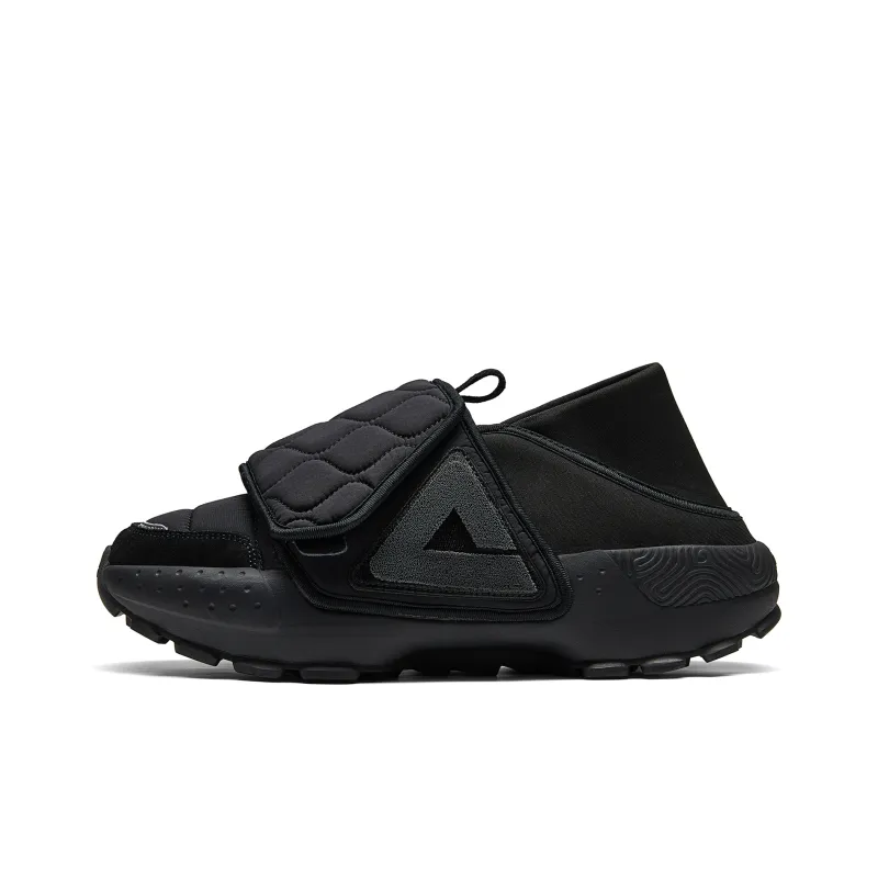 PEAK Taichi Slip on Puffy Shoes Low Top Skateboard Shoes Unisex All Black-0