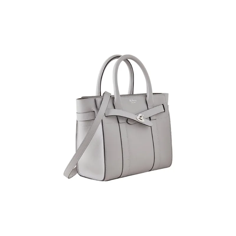 Mulberry Bayswater Cow Leather Shoulder Bag Crossbody Bag Handbag Small Size Women's Light Gray-1