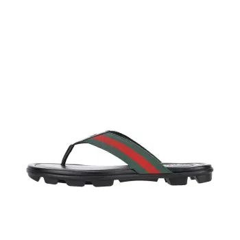 GUCCI Leather Web Thong 'Black'
